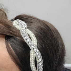 Pearl, bead, and stone headband